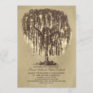 Vintage Saitenlichter Tree Rustikale Hochzeitseinl Einladung