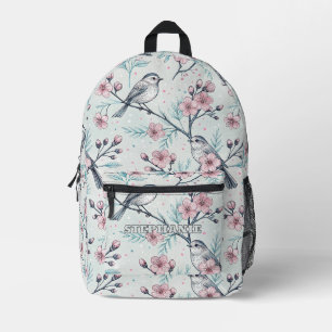 Vintage Sakura Cherry Blossom & Bird Ästhetik 4 Bedruckter Rucksack