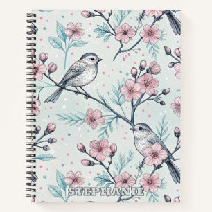 Vintage Sakura Cherry Blossom & Bird Ästhetik 4 Notizbuch
