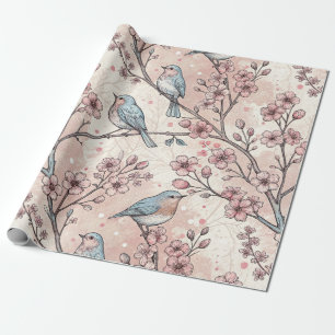 Vintage Sakura Cherry Blossom & Bird Ästhetik 5 Geschenkpapier