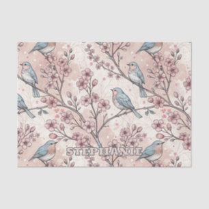Vintage Sakura Cherry Blossom & Bird Ästhetik 5 Seidenpapier