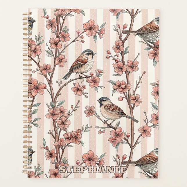 Vintage Sakura Cherry Blossom & Bird Ästhetik 6 Planer (Vorderseite)