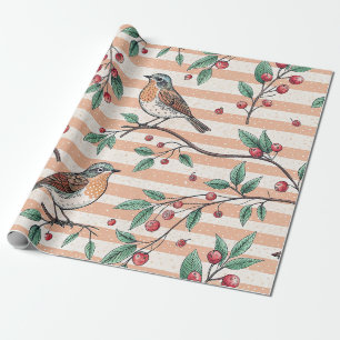 Vintage Sakura Cherry Blossom & Bird Ästhetik 7 Geschenkpapier