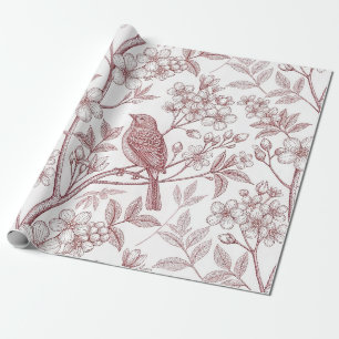 Vintage Sakura Kirschblüten & Vogel Ästhetik Geschenkpapier