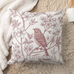 Vintage Sakura Kirschblüten & Vogel Ästhetik Kissen
