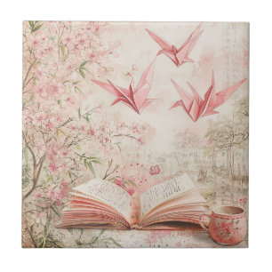 Vintage Sakura Origami Serenity (1) Fliese