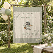 Vintage Salbei-Grün Baby-Q BBQ Neutrale Babyparty