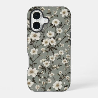 Vintage-Salbei-Grün-Blumen-Handyhülle iPhone 16 Hülle