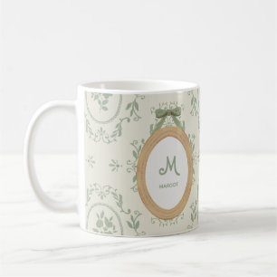 Vintage-Salbei-Grün-Englischer-Landhaus-Stil-Monog Kaffeetasse