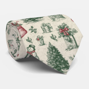 Vintage-Salbei-Grün-Winter-Toile-Weihnachten Krawatte