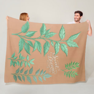 Vintage-Salbei-Laub auf gedämpfter Rose-Sherpa-Dec Fleecedecke
