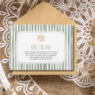 Vintage-Salbei-Matcha-Baby-Shower-Bücher für Baby Begleitkarte