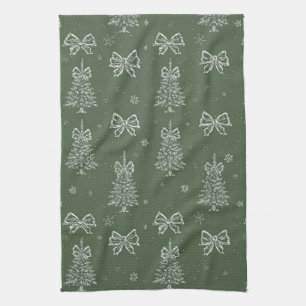 Vintage Salbeigrün Winter Toile Weihnachten (4) Geschirrtuch