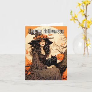 Vintage Salem Hexe   Frohes Halloween Karte