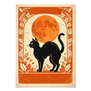 Vintage Salem Hexen Halloween Schwarze Katze Ernte Fotodruck