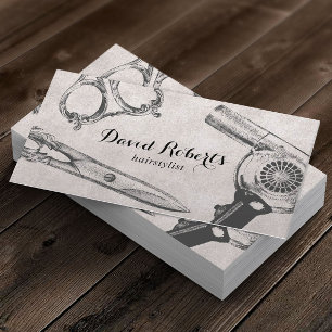 Vintage Salon Scissor & Hair Dryer Hair Stylist Visitenkarte