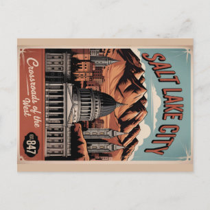 Vintage Salt Lake City Utah Retro-Reiseposter Feiertagspostkarte