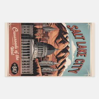 Vintage Salt Lake City Utah Retro-Reiseposter Rechteckiger Aufkleber