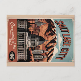 Vintage Salt Lake City Utah Retro Travel Poster Feiertagspostkarte