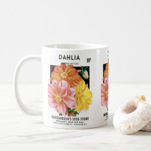 Vintage-Samenpaket-Kunst, Dahlien-Gartenblumen Kaffeetasse