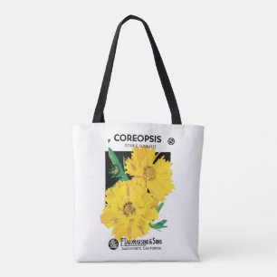 Vintage-Samenpaket-Kunst, gelbe Coreopsis-Blumen
