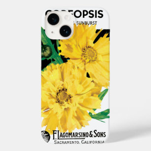 Vintage-Samenpaket-Kunst, gelbe Coreopsis-Blumen Case-Mate iPhone 14 Hülle