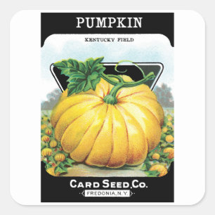 Vintage-Samenpaket-Kunst, Halloween-Kürbis Quadratischer Aufkleber