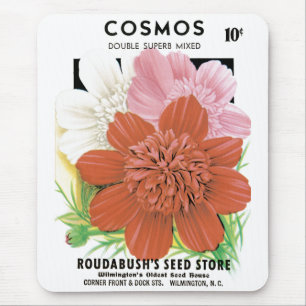 Vintage-Samenpaket-Kunst, Kosmos-Gartenblumen Mousepad