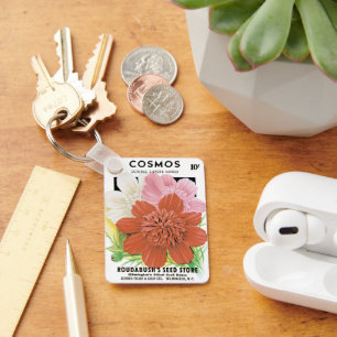 Vintage-Samenpaket-Kunst, Kosmos-Gartenblumen Schlüsselanhänger