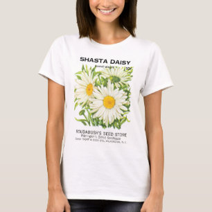 Vintage-Samenpaket-Kunst, Shasta-Gänseblümchen-Blu T-Shirt