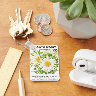 Vintage-Samenpaket-Kunst, Shasta-Margeriten-Blumen Schlüsselanhänger