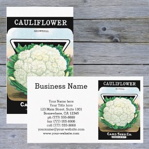 Vintage-Samenpaket-Label-Kunst, Blumenkohl-Gemüse Visitenkarte