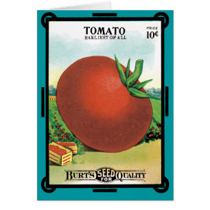 Vintage-Samenpaket-Label-Kunst, Burt's Seed Tomate