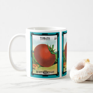 Vintage-Samenpaket-Label-Kunst, Burt's Seed Tomate Kaffeetasse