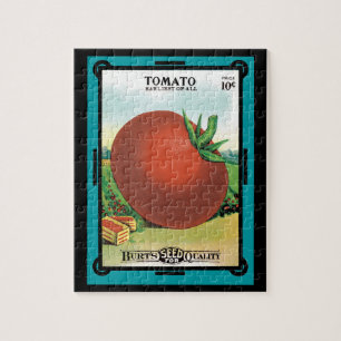 Vintage-Samenpaket-Label-Kunst, Burt's Seed Tomate Puzzle
