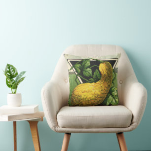 Vintage-Samenpaket-Label-Kunst Gelber Sommersquash Kissen