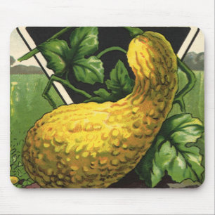 Vintage-Samenpaket-Label-Kunst Gelber Sommersquash Mousepad