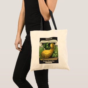 Vintage-Samenpaket-Label-Kunst Gelber Sommersquash Tragetasche