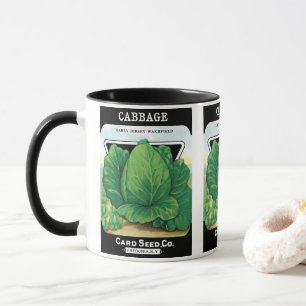 Vintage-Samenpaket-Label-Kunst, Grüner Kohl Tasse
