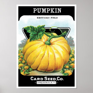Vintage-Samenpaket-Label-Kunst, Halloween-Kürbis Poster