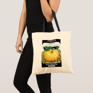 Vintage-Samenpaket-Label-Kunst, Halloween-Kürbis Tragetasche