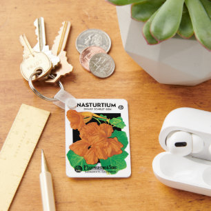 Vintage-Samenpaket-Label-Kunst, Kapuzinerkresse-Bl Schlüsselanhänger