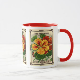 Vintage-Samenpaket-Label-Kunst, Kapuzinerkresse-Bl Tasse