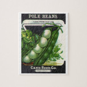 Vintage-Samenpaket-Label-Kunst, Stangen-Limabohnen Puzzle