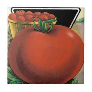 Vintage-Samenpaket-Label-Kunst, Tomate Pomodoro Fliese