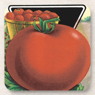 Vintage-Samenpaket-Label-Kunst, Tomate Pomodoro Getränkeuntersetzer