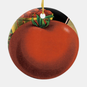 Vintage-Samenpaket-Label-Kunst, Tomate Pomodoro Keramik Ornament