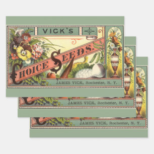 Vintage-Samenpaket-Label-Kunst, Vick's Choice Seed Geschenkpapier Set