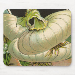 Vintage-Samenpaket-Label-Kunst Weiße Bermuda-Zwieb Mousepad