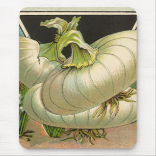 Vintage-Samenpaket-Label-Kunst Weiße Bermuda-Zwieb Mousepad